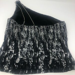 Express sexy top with rhinestone strap holiday party attire black silver blouse